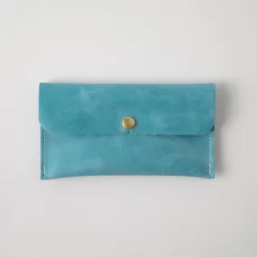 Aegean Blue Leather Clutch