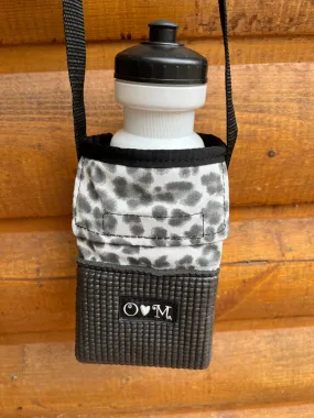 Ajax Black Water Bottle Holder/ Purse-Geometric Print Fabric