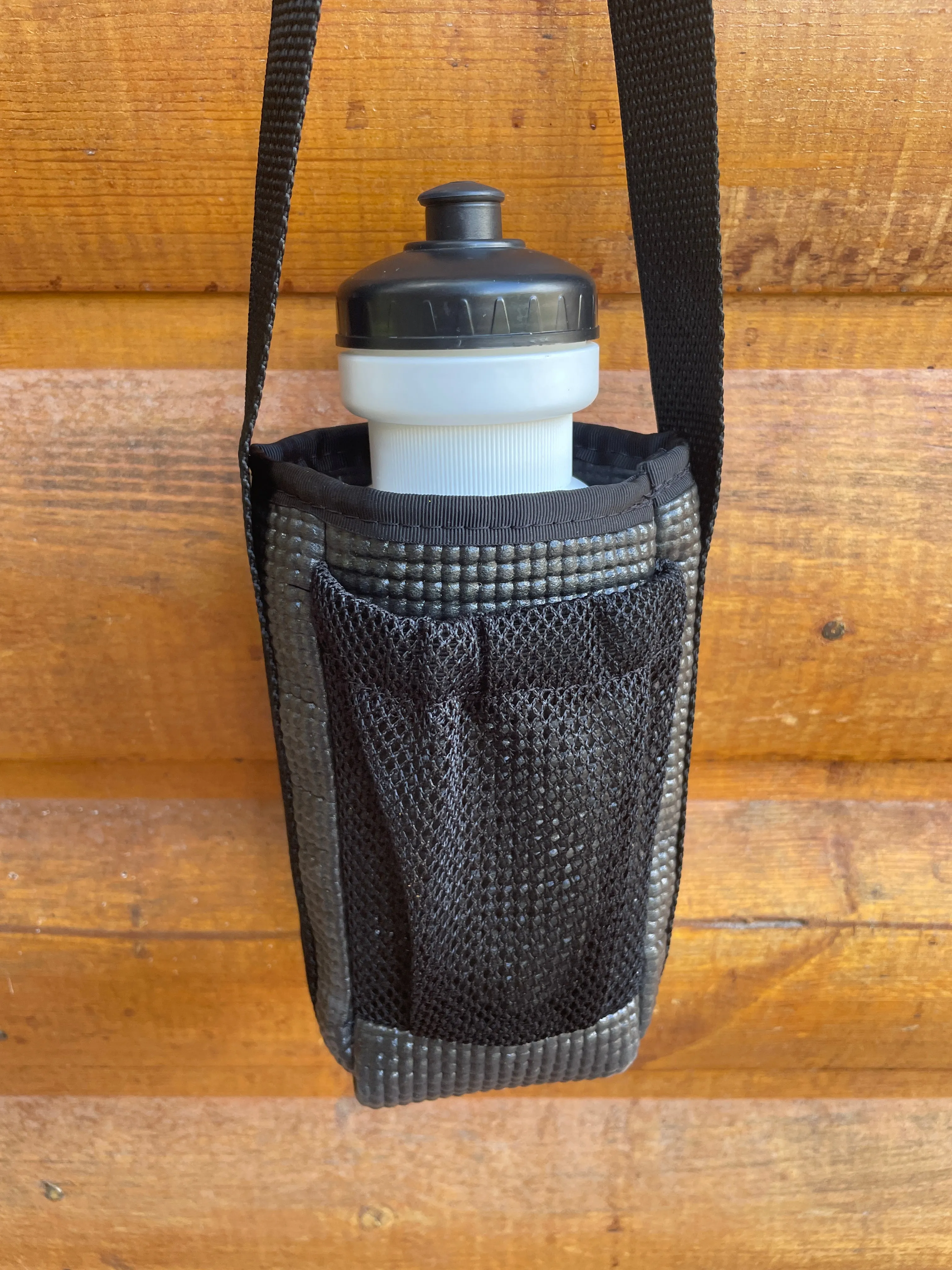 Ajax Black Water Bottle Holder/ Purse-Geometric Print Fabric