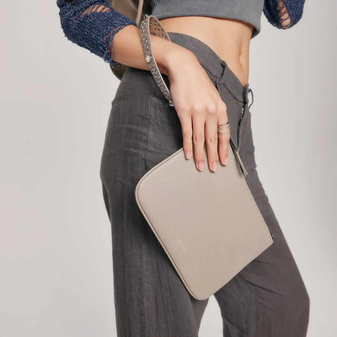 Ava Clutch - Greige/Silver