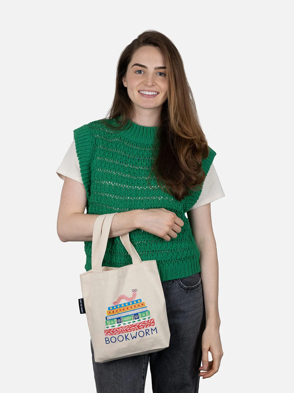 Bookworm mini tote bag