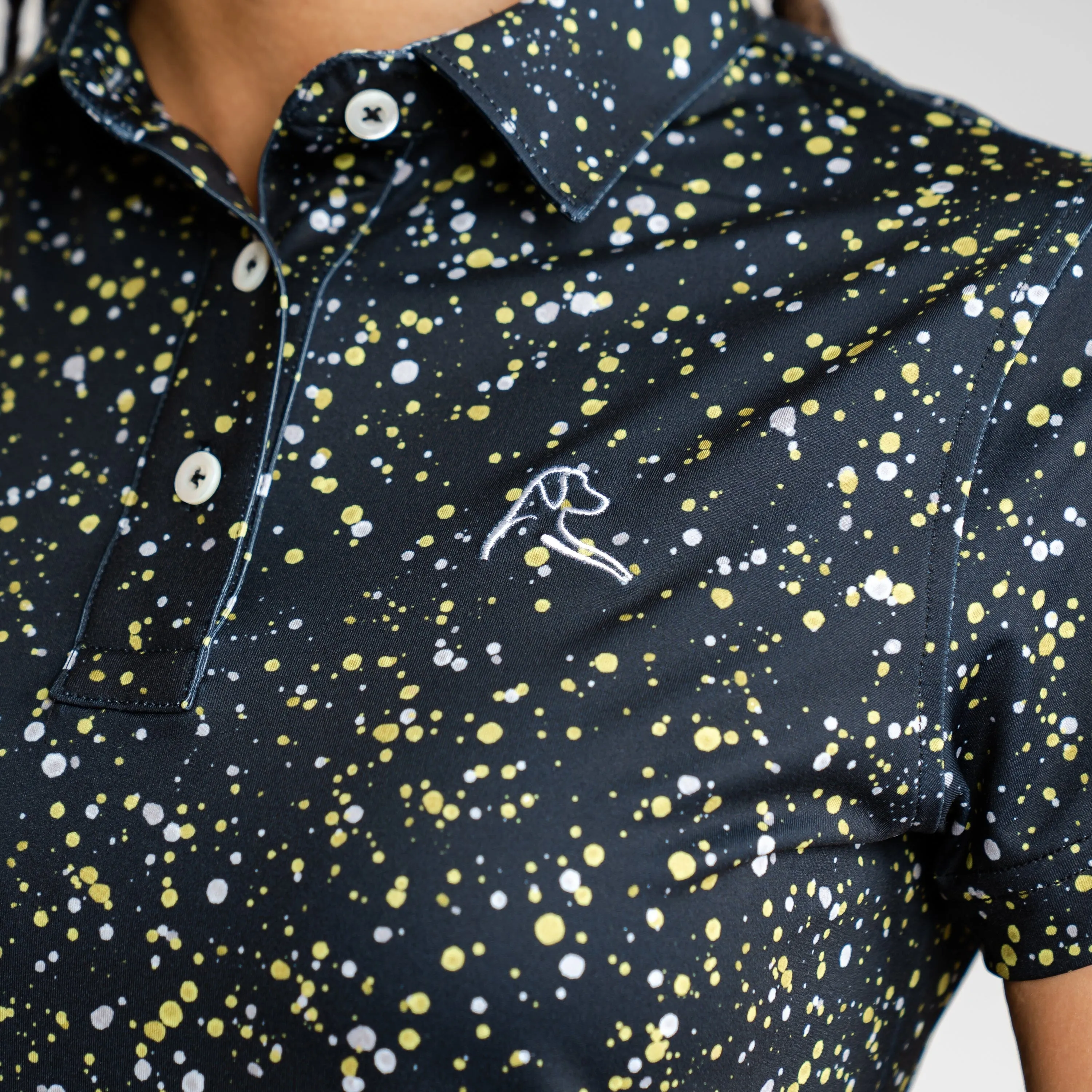 Bootleg Splatter Performance Polo - Drive Change | The Bootleg Splatter - Black/Sun Yellow - Drive Change