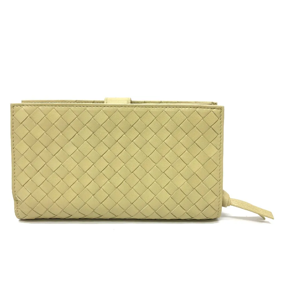 BOTTEGAVENETA Folded wallet 114074 leather Yellow type INTRECCIATO Wallet Women Used Authentic