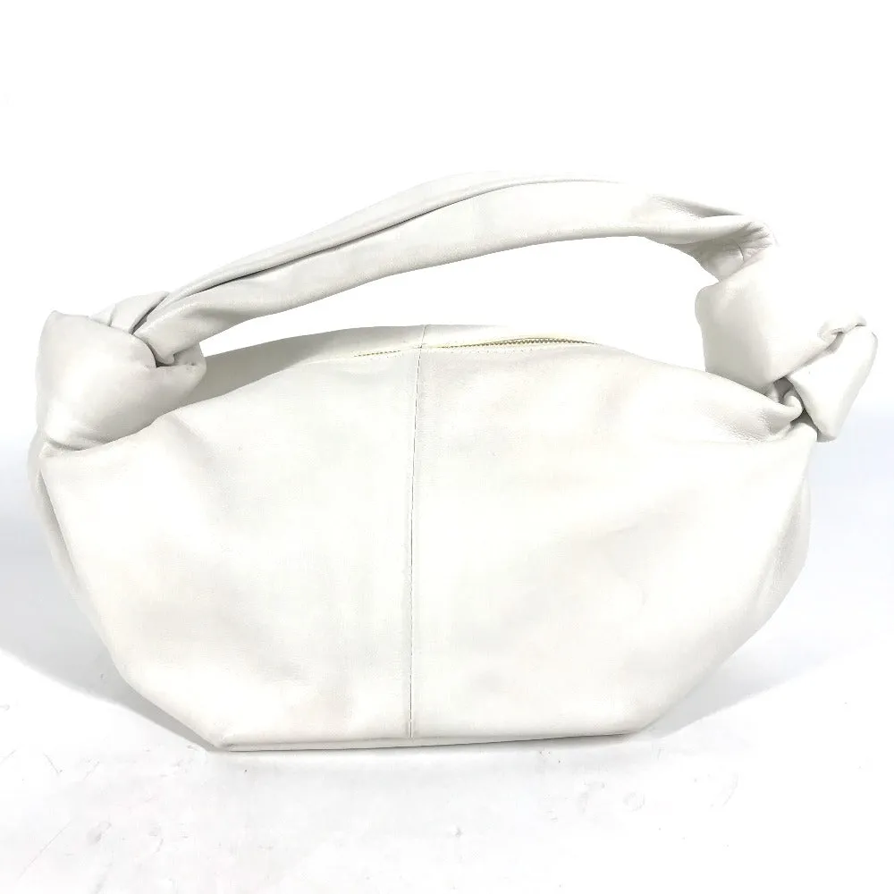 BOTTEGAVENETA Handbag leather white Pouch Double knot Women Used Authentic