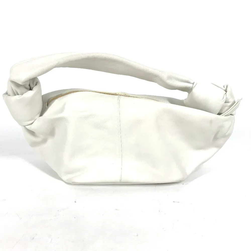 BOTTEGAVENETA Handbag leather white Pouch Double knot Women Used Authentic