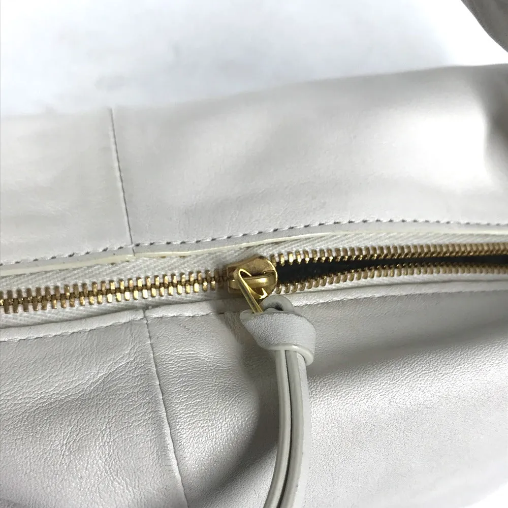 BOTTEGAVENETA Handbag leather white Pouch Double knot Women Used Authentic