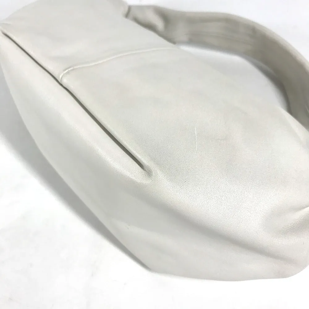 BOTTEGAVENETA Handbag leather white Pouch Double knot Women Used Authentic