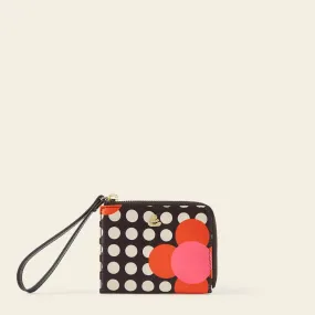 Carla Zip Purse - Fuchsia Flower Polka Dot