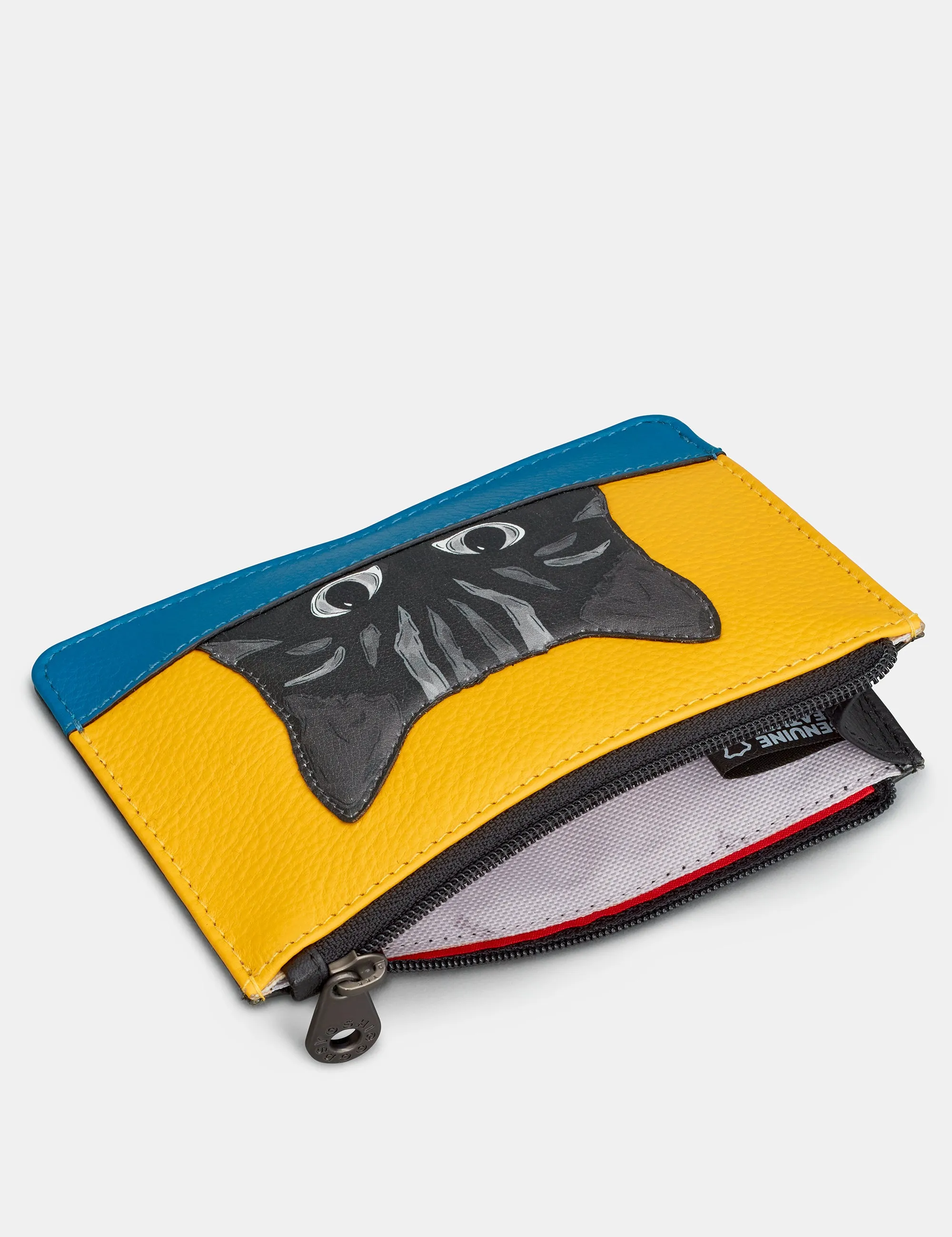 Cat Colour Block Leather Zip Top Purse