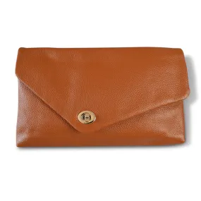 Centennial Park | Tan Leather Evening Clutch Envelope Bag