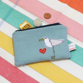 cheeky seagull embroidered medium coin purse