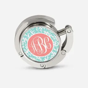 Coral Folding Purse Hanger Personalized with Monogram