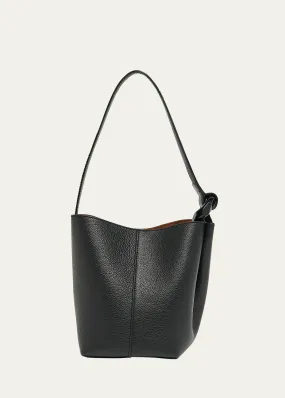 Corner Small Grain Leather Bucket Bag