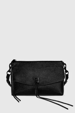 Darren Top Zip Shoulder Bag In Black/Black Shellac