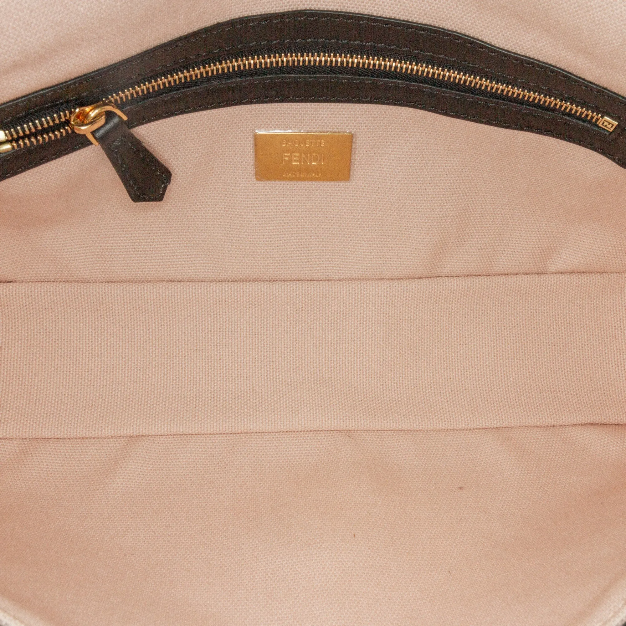 Fendi Baguette Pink Embroidered Zucca Canvas