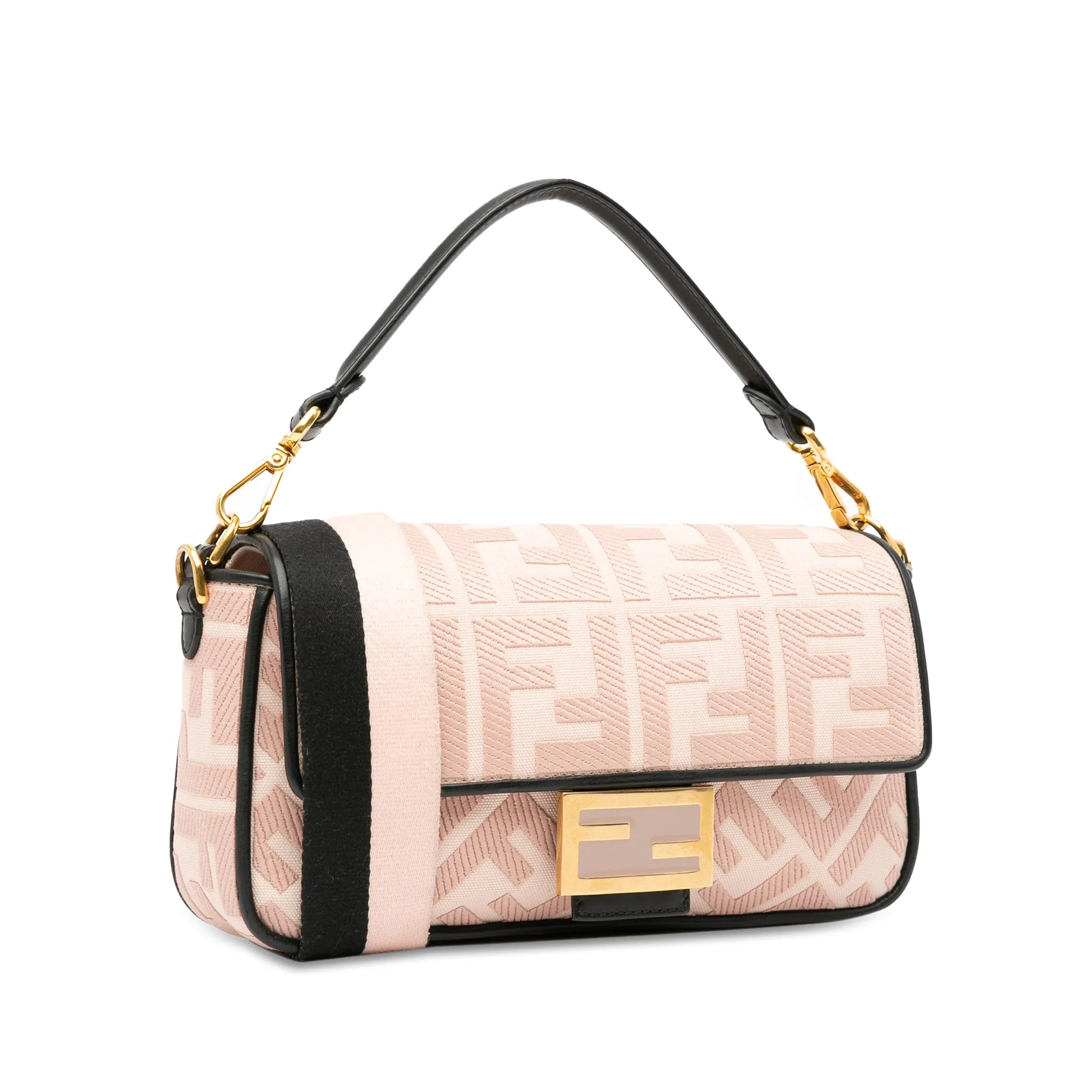 Fendi Baguette Pink Embroidered Zucca Canvas