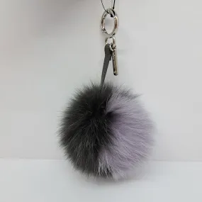 FENDI POM POM TWO TONE COLOR GREY x PURPLE FOX FUR NO BOX