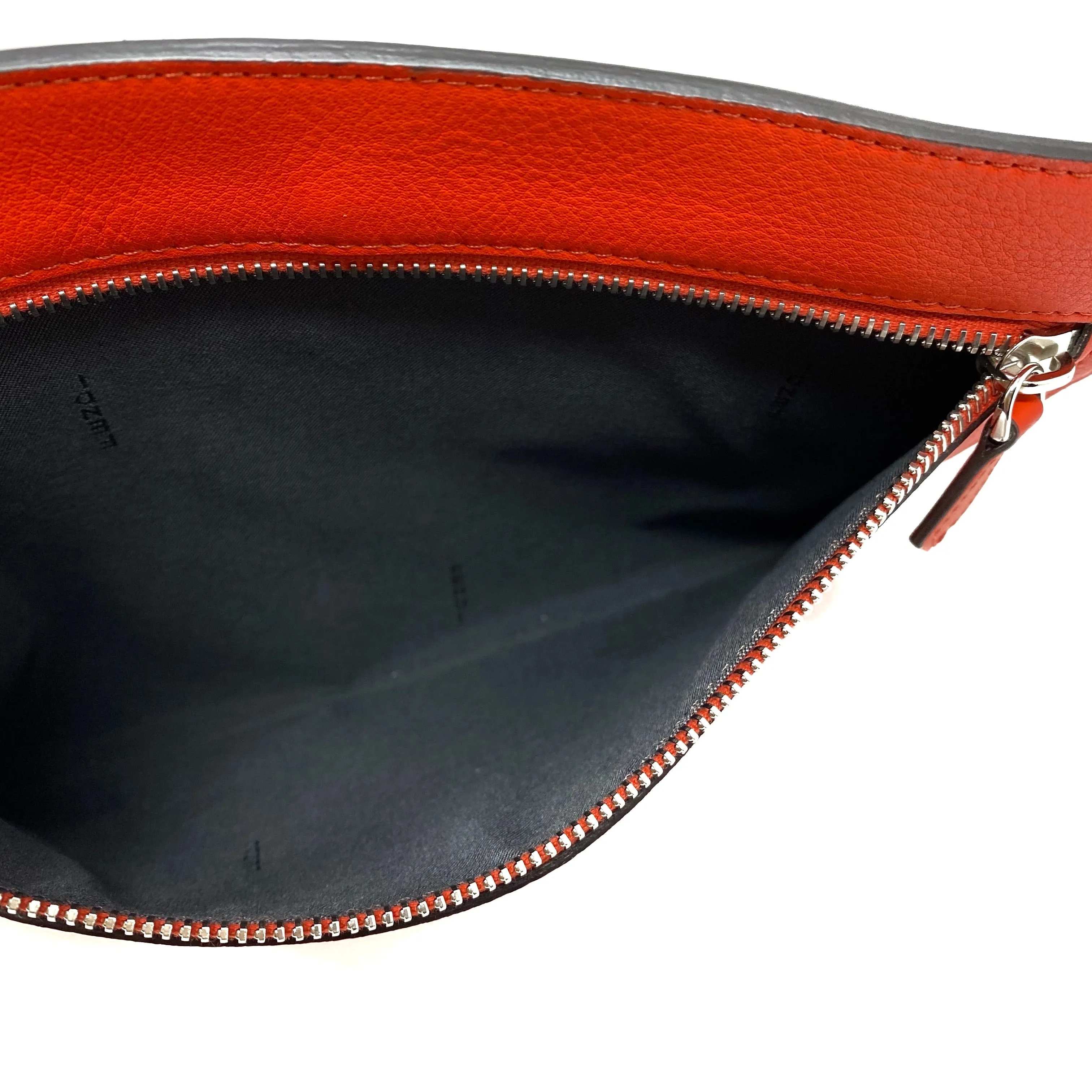 FENDI Red Pebbled Leather Zippered Pouch Travel Clutch (Dot.Com Bag)