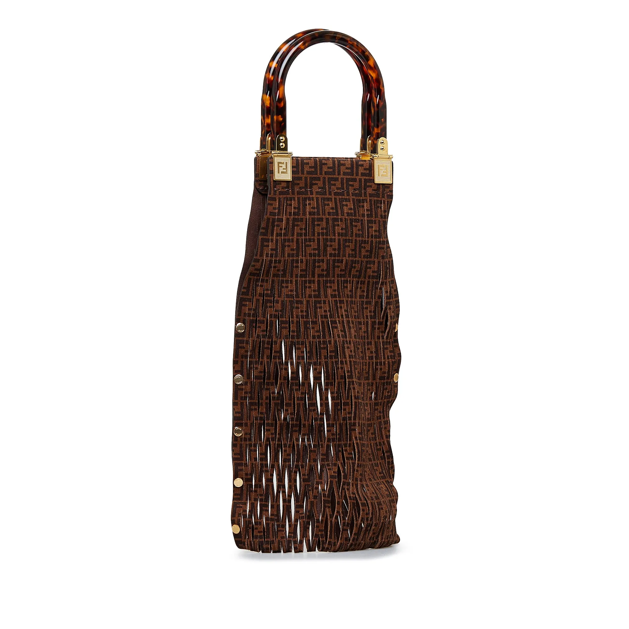 Fendi Sunny Tote Brown Zucca Suede Leather