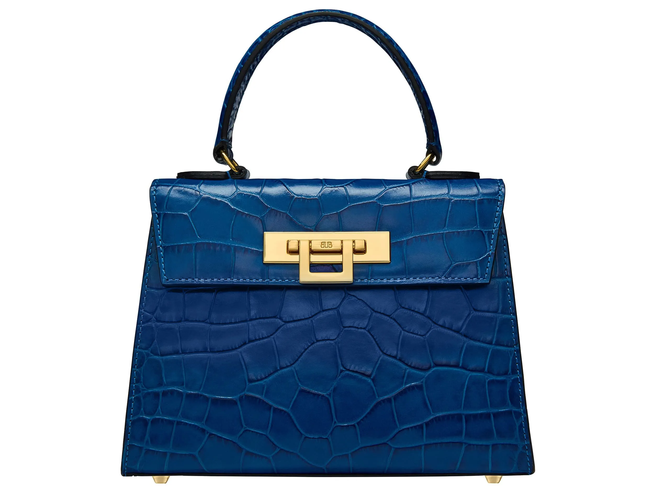 Fonteyn Midi Orinoco 'Croc' Print Calf Leather Handbag - Cobalt