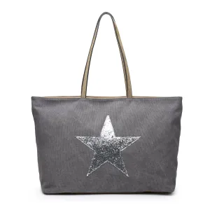 Glitter Star Overnight Bag - Grey