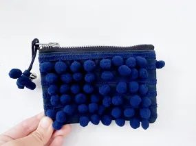 Ha Leh Handmade Pom Pom Purse in Navy