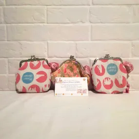 Handsewn Coin Purse with Clasp and Ribbon