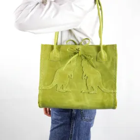 Kangaroo Nubuck Leather Purse in Citrus Green