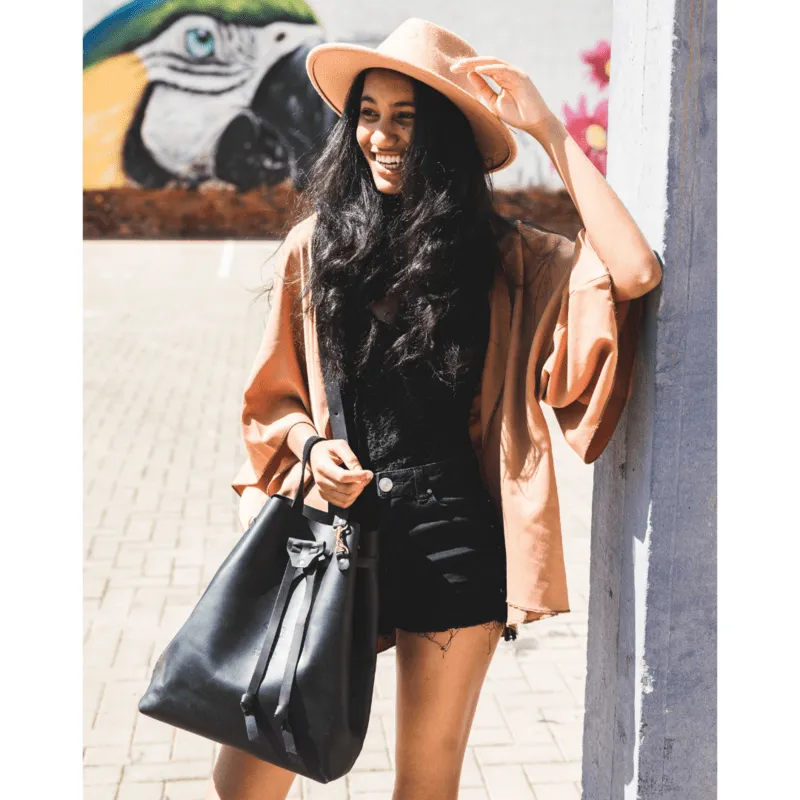 Leather Batseba Bucket Bag - Classic Black