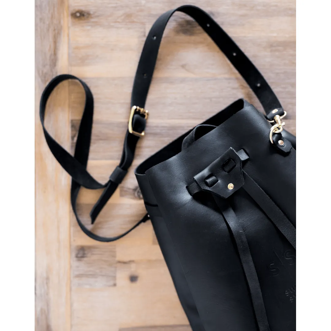 Leather Batseba Bucket Bag - Classic Black