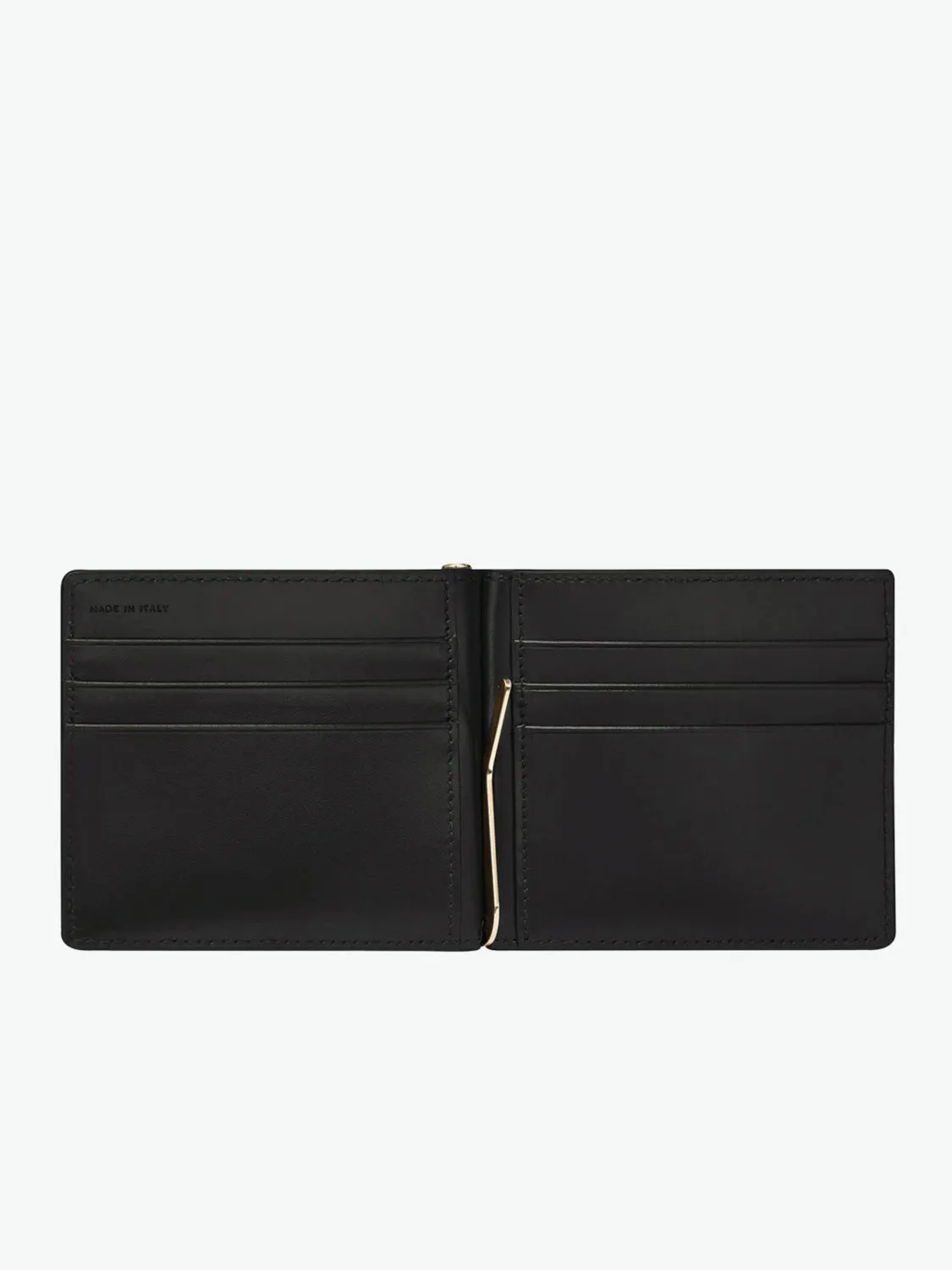 Leather Money Clip Wallet Black