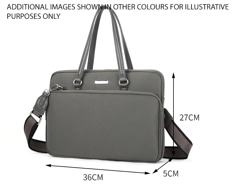 LIGHTWEIGHT BURGUNDY MULTI COMPARTMENT LAPTOP HANDBAG WITH LONG SHOULDER STRAP