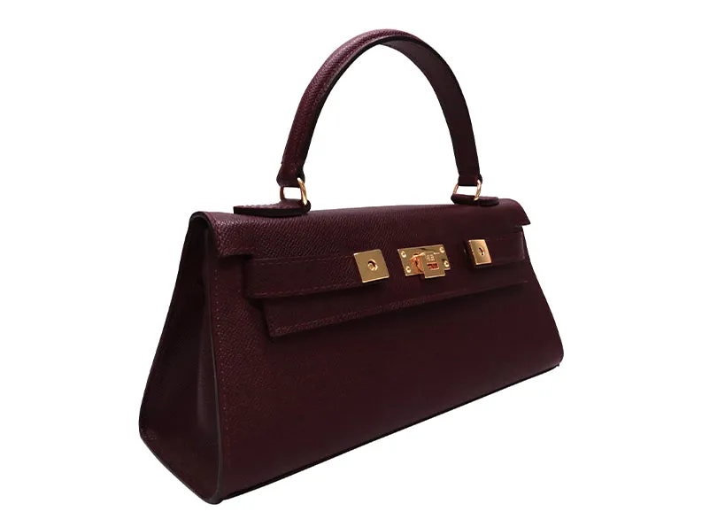 Maya East West Dolomite Pebble Print Calf Leather Handbag - Wine