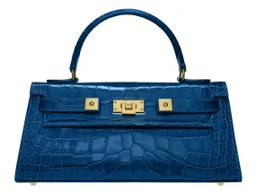 Maya East West Orinoco 'Croc' Print Calf Leather Handbag - Cobalt