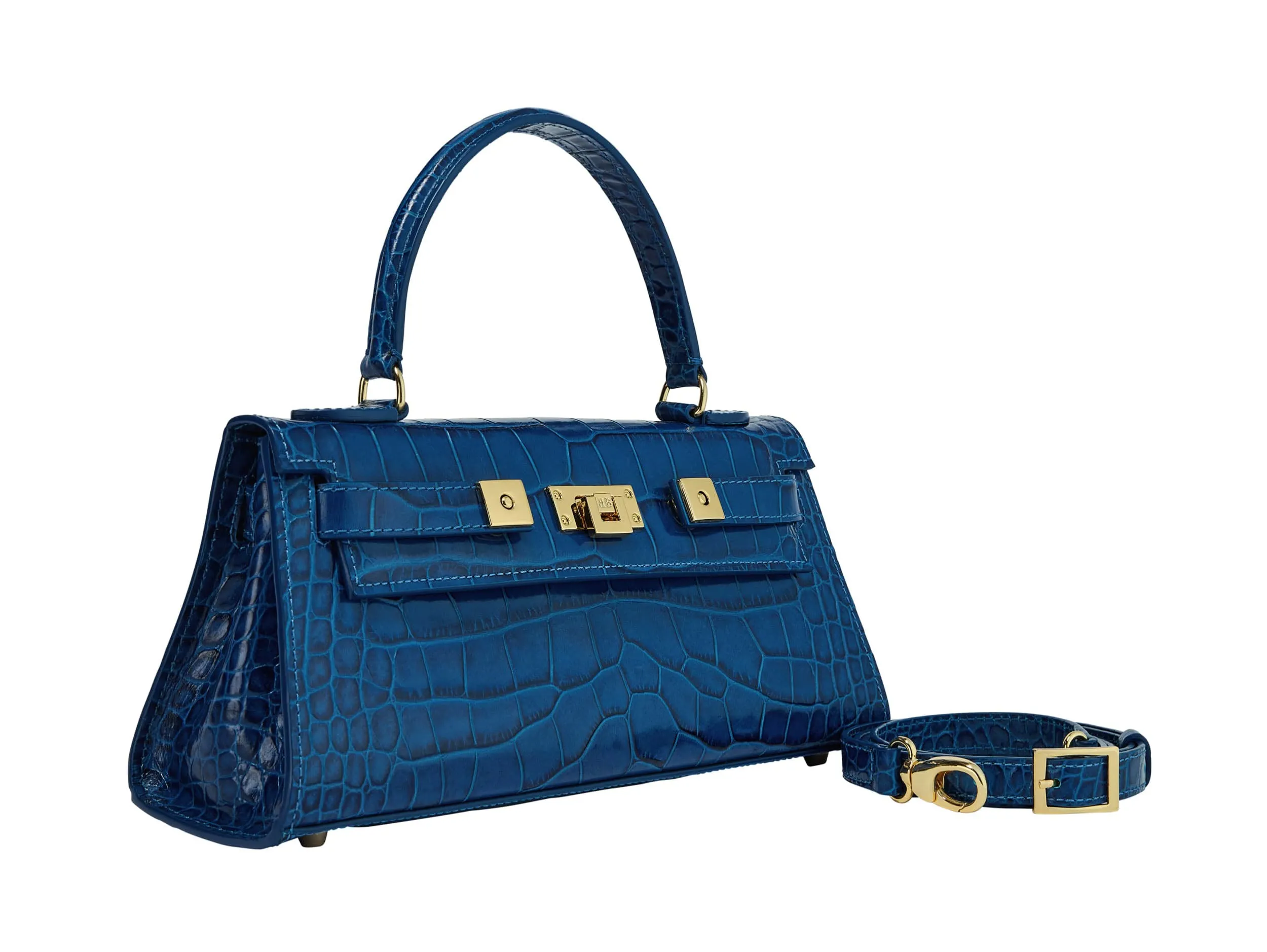 Maya East West Orinoco 'Croc' Print Calf Leather Handbag - Cobalt