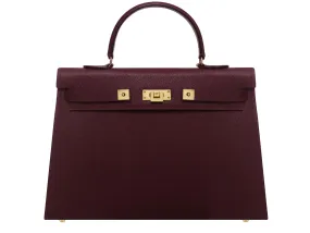 Maya Grande Dolomite Pebble Print Calf Leather Handbag - Wine