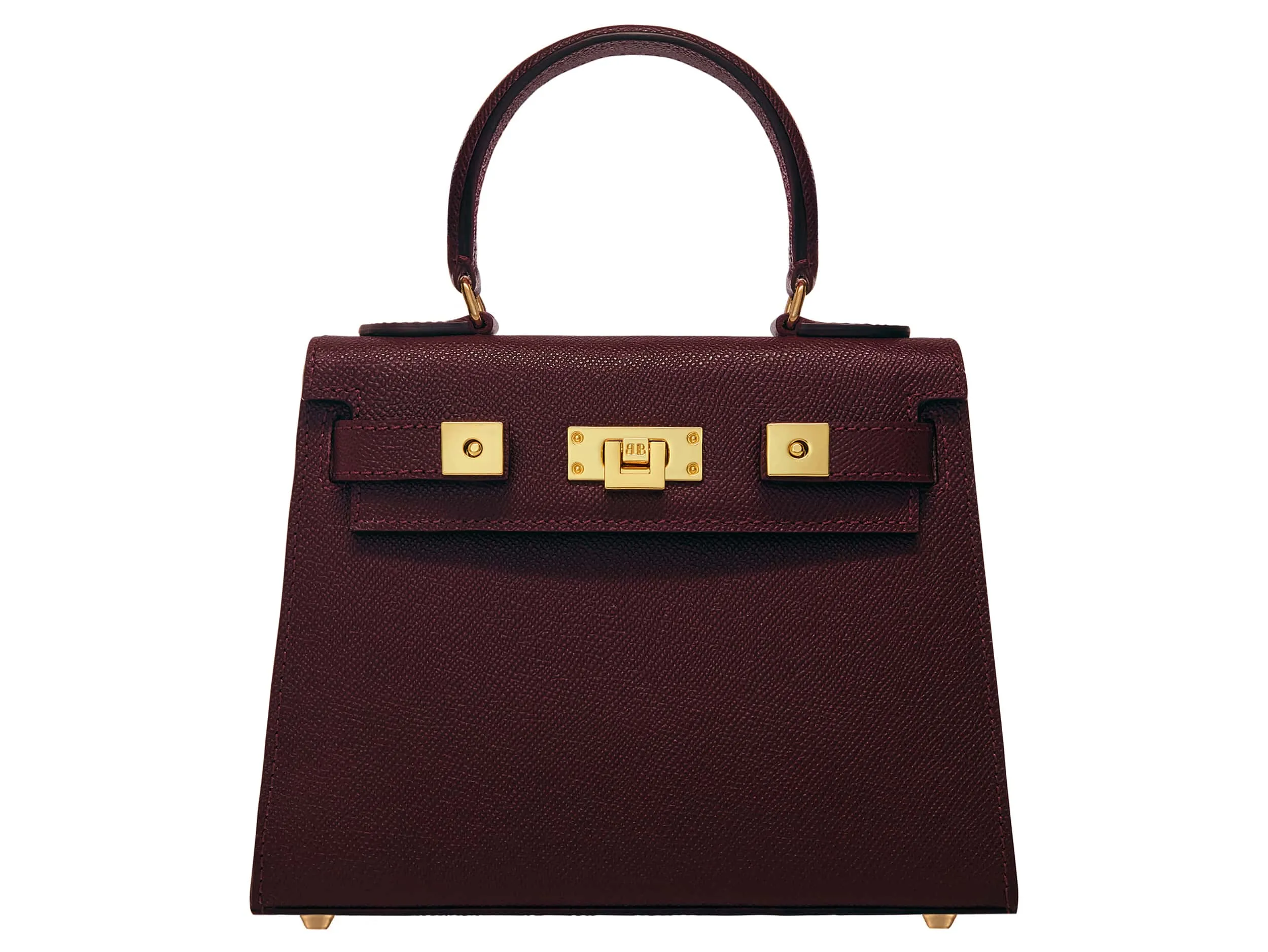 Maya Midi Dolomite Pebble Print Calf Leather Handbag - Wine