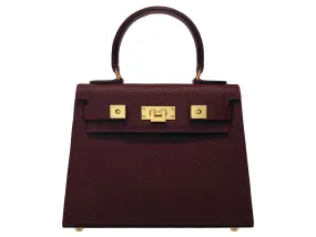 Maya Midi Dolomite Pebble Print Calf Leather Handbag - Wine