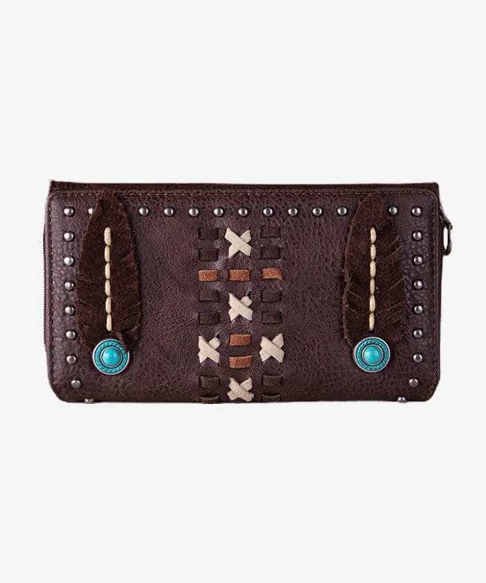 Montana West Feather Whipstitch Wallet