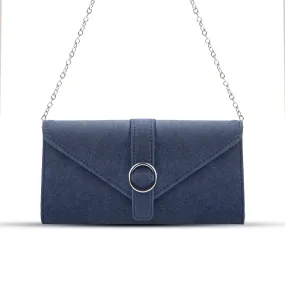 Sonata Blue suede clutch