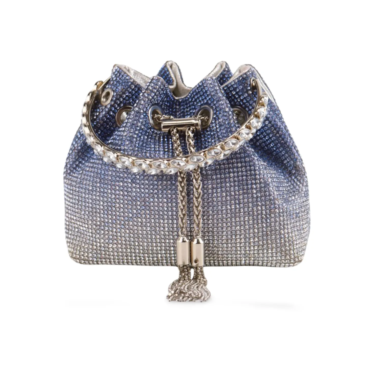 Sparkling Rhinestone Bucket Bag with Chain Handle