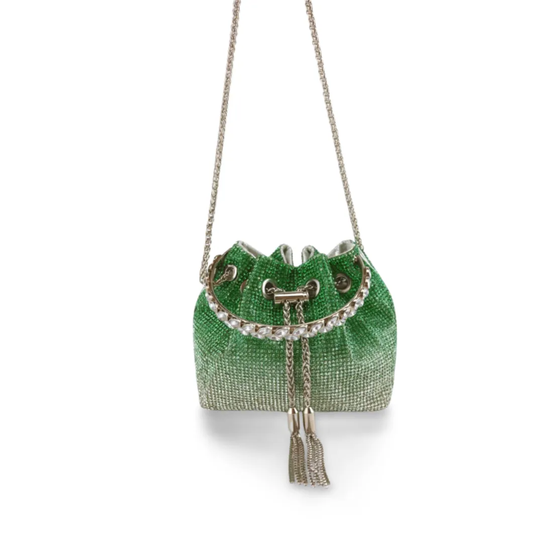 Sparkling Rhinestone Bucket Bag with Chain Handle