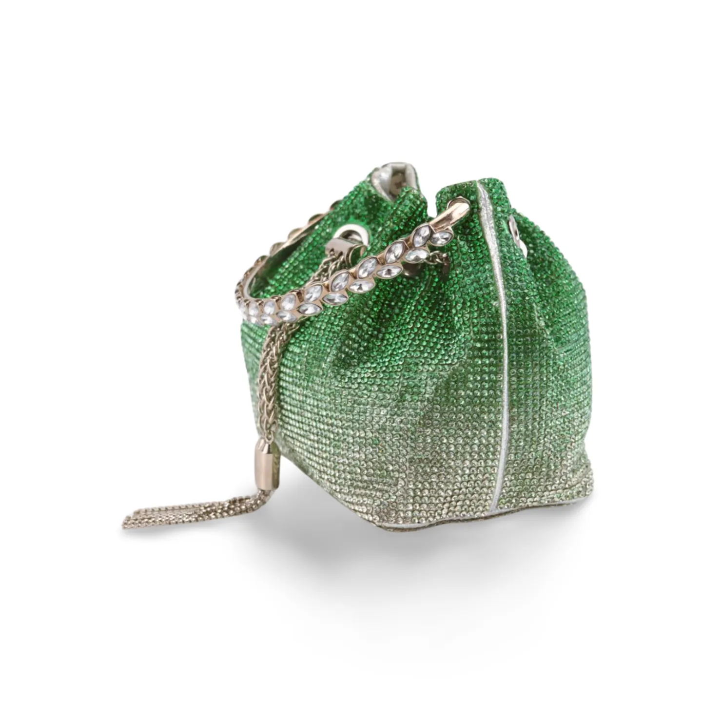 Sparkling Rhinestone Bucket Bag with Chain Handle