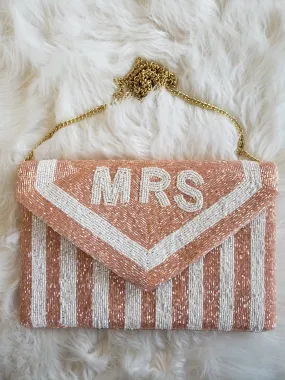 Striped Mrs. Beaded Clutch Purse