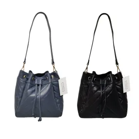 Women's lambskin leather handbag bucket bag Falten design